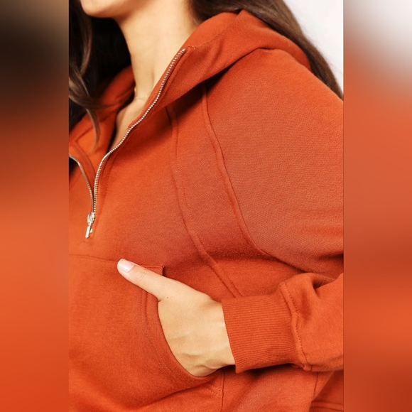 Double Take Half-Zip Long Sleeve Hoodie - Picture 12 of 12